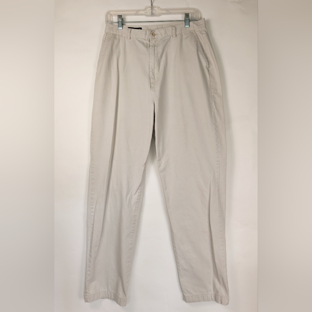 Vintage 90s Lands' End Chino Pants Size 12 Regular Beige Cotton Classic Fit